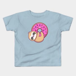 Cute Sloth Hug Big Doughnut Kids T-Shirt